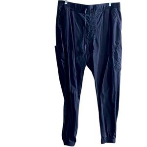 Old Navy Blue High-Waisted Track Pants Joggers Size ___ Cotton Nylon